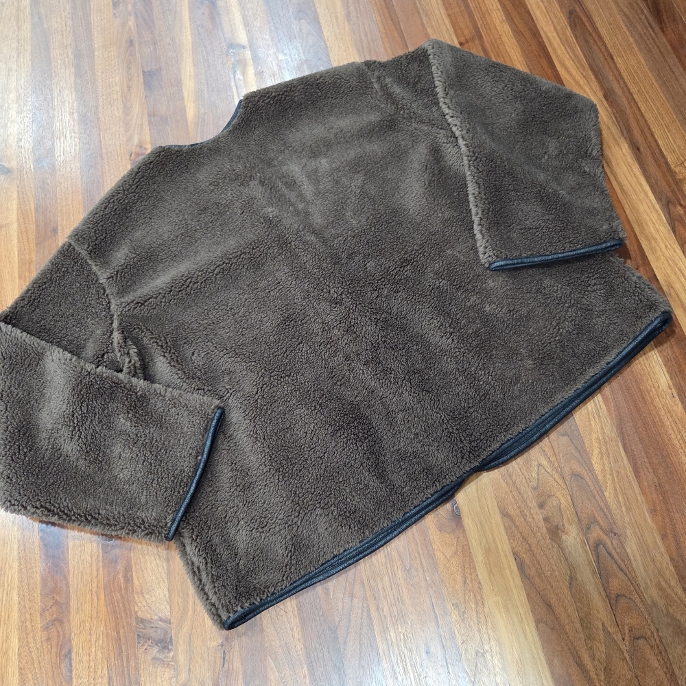 Faux Sherling Coat Dark Brown Universal Threds Crew Neck Size XL - Picture 3 of 10